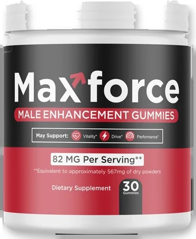 MaxForce 1-jar pack shot of the male vitality gummies
