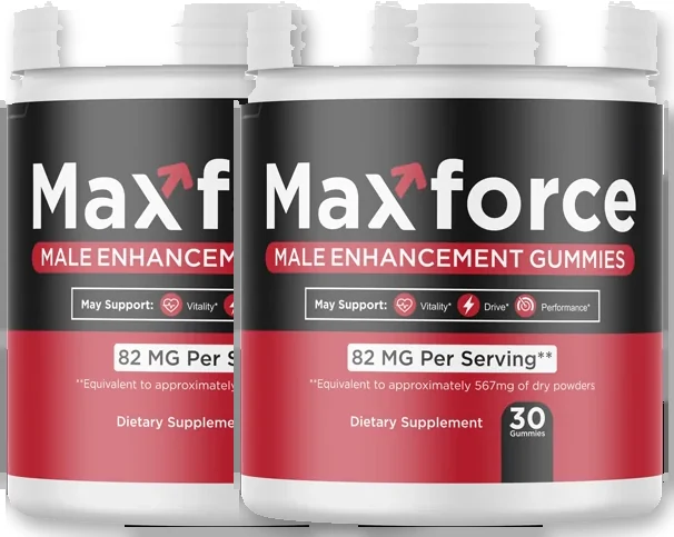 MaxForce 2-jar pack shot of the male vitality gummies
